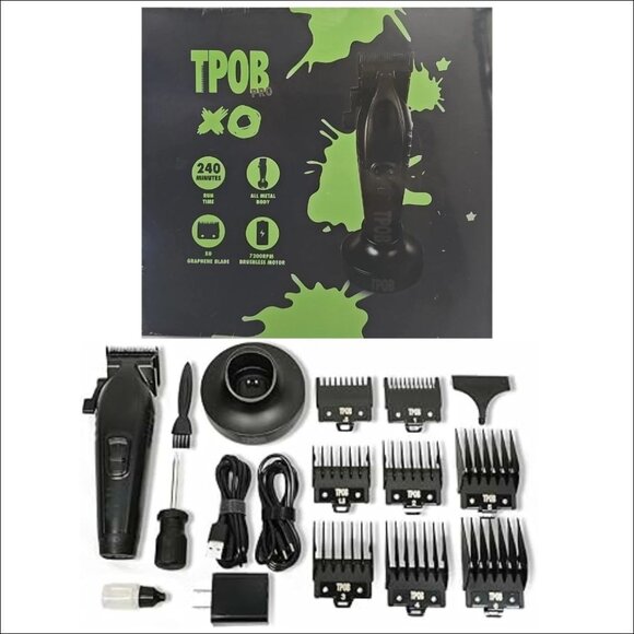 TPOB Other - TPOB Pro XO Dark Clipper Brushless 7200rpm Professional Hair Trimmer Black-NEW